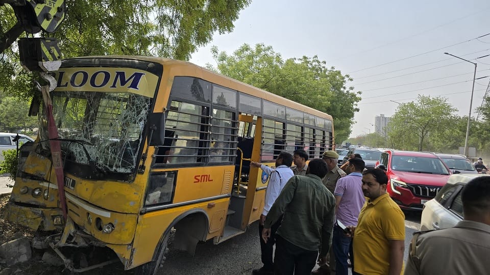 School bus collides with tree in Greater Noida West