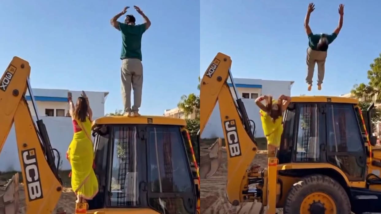 Woman backflip from a bulldozer video goes viral