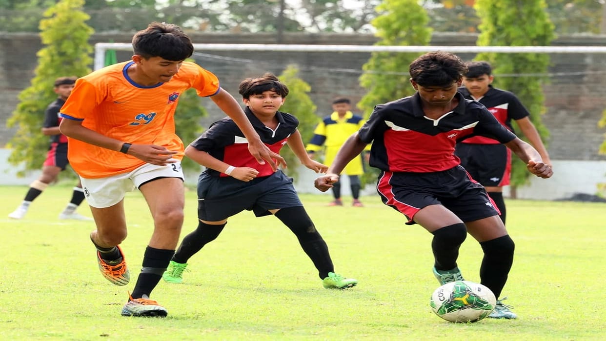Army School, Bishop Conrad, DPS and Air Force School teams in the semi-finals of football tournament