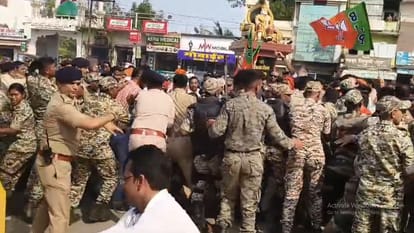 National Herald BJPs protest in Chhattisgarhsloganeering against Sonia Rahul Gandhi,