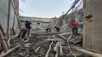 lenter of an under-construction factory collapsed in Roop Nagar Industrial Area of Loni