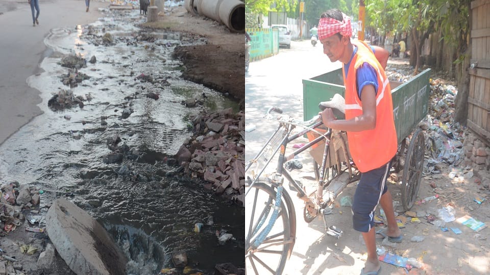 What kind of cleanliness is this in Agra Garbage is being thrown on road sewer is also causing a bad situation
