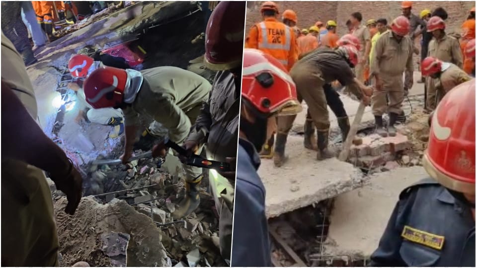 Building collapses Delhi Video of building collapse in Mustafabad, Delhi