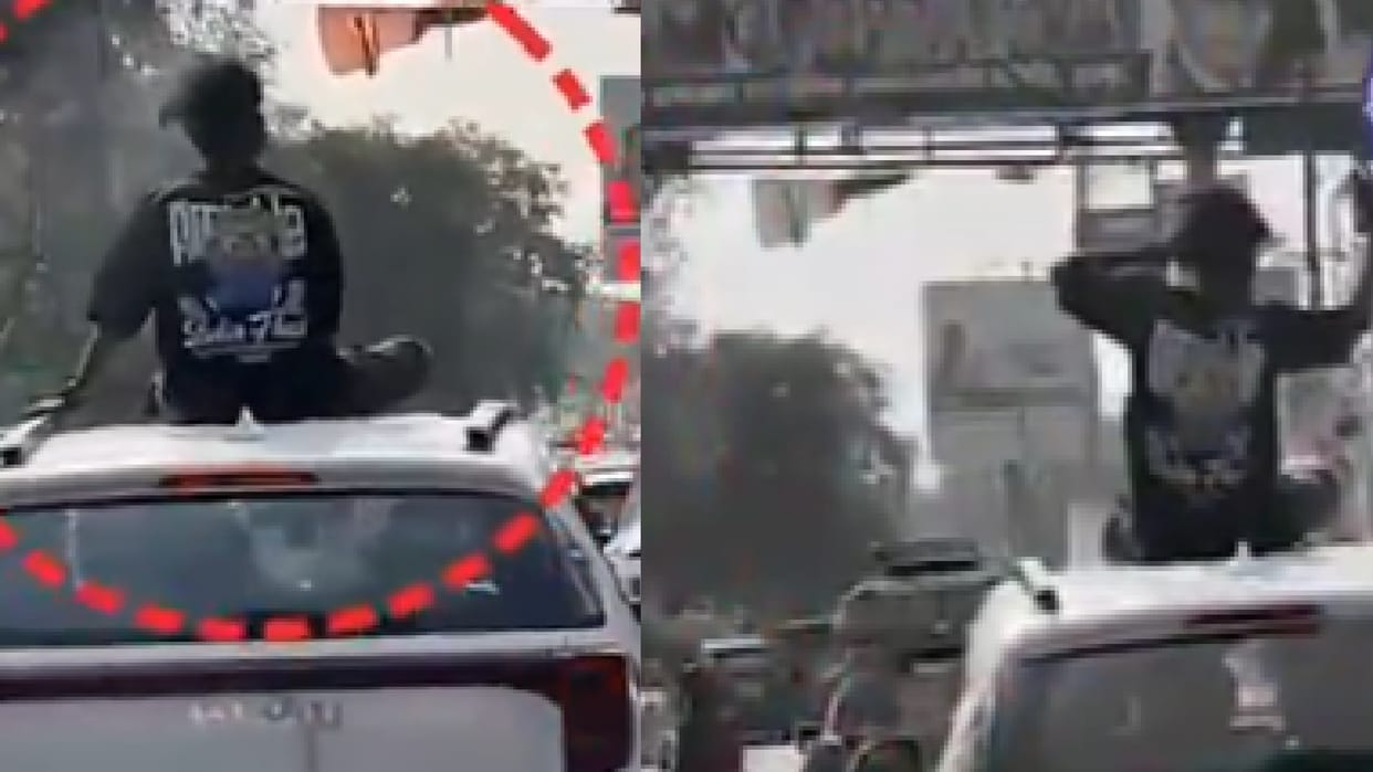 He did stunts on roof of a car and smoke a cigarette in Raipur