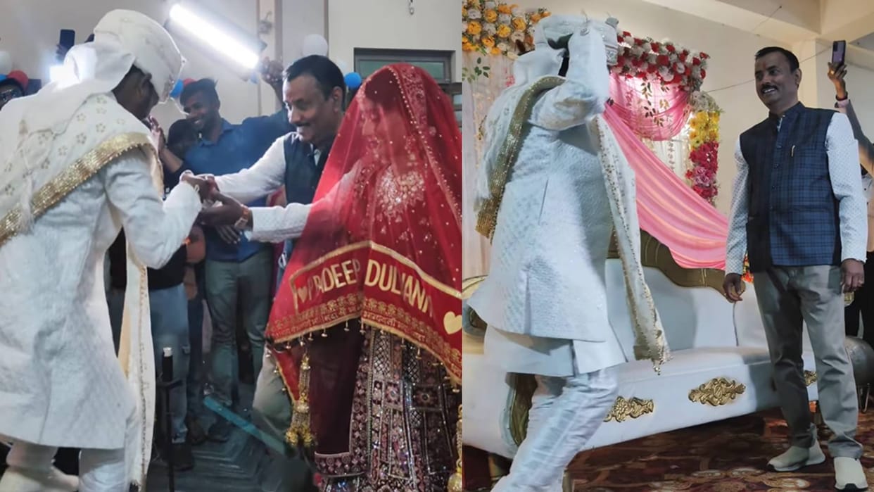 groom started dancing on the stage with his father-in-law video goes viral