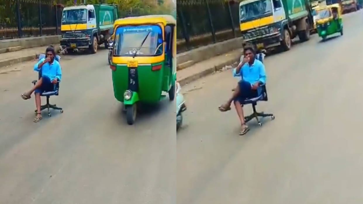 A man drinking tea on the middle of the road was arrested video goes viral