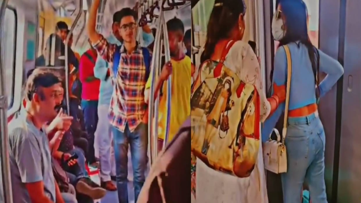 Delhi metro viral video argument between girl and uncle