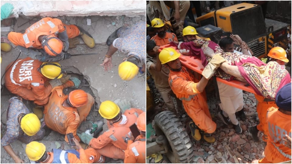 Delhi Building Collapse earth suddenly shook at midnight a cloud of dust covered sky
