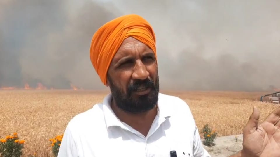 340 acres of wheat crop caught fire tractor driver burnt in Firozepur