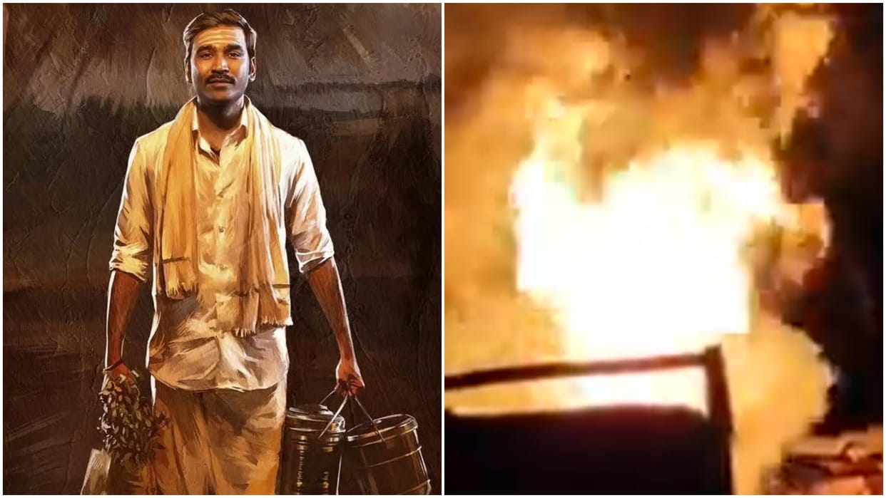 fire broke out at the Idly Kadai movie set at Anuppapatti village in Andipatti block