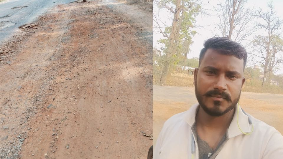 Young farmer filled the potholes on dilapidated National Highway-343 in Balrampur