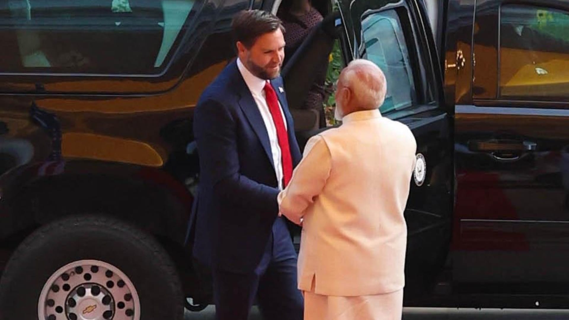 PM Modi welcomes US Vice President JD Vance and Usha Vance to his official residence at Lok Kalyan Marg