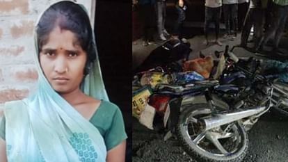 woman fell from the bike and crushed to death by dumper on highway in shahjahanpur