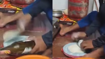 शख्स ने बेलन नहीं बल्कि बीयर की बोटल से बेली रोटियां