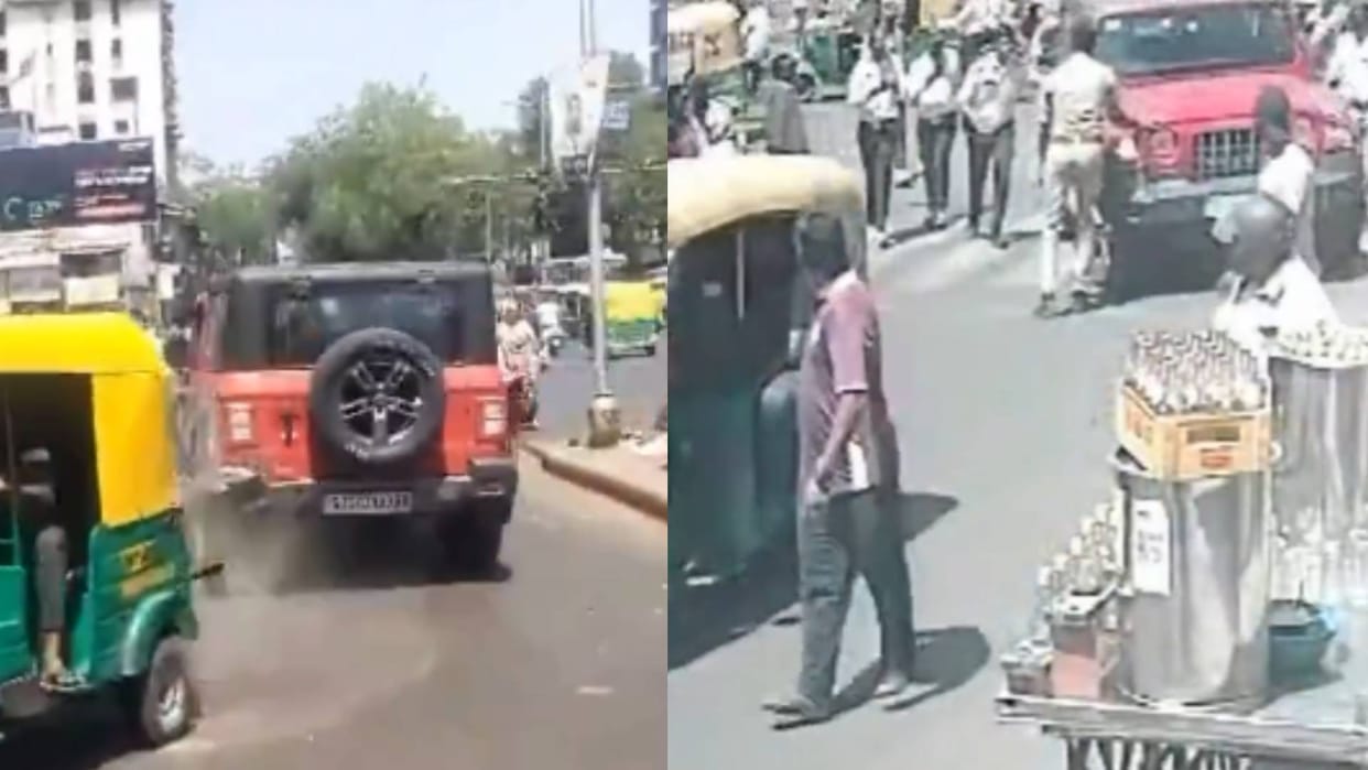 thaar car driver hit an auto police take action Video goes viral
