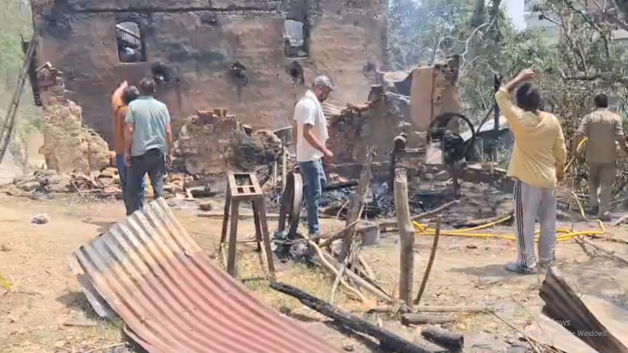 Slate clad houses and cowshed burnt to ashes in Amb Lahad