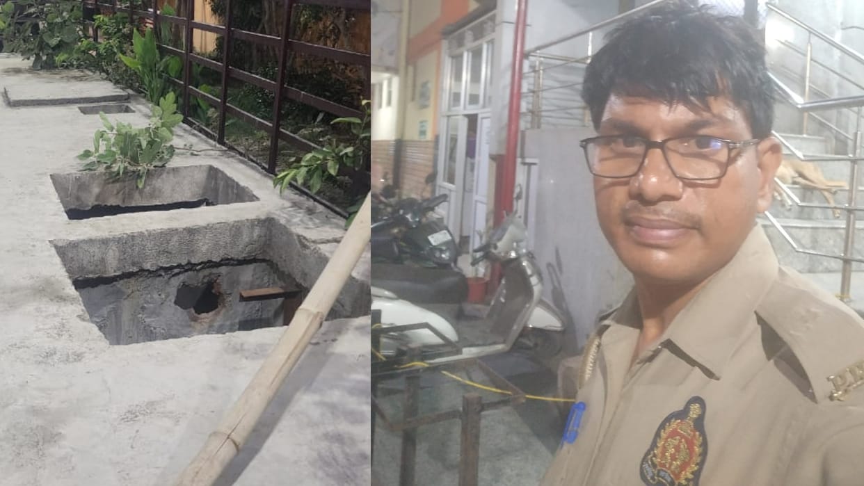 Risking his life, constable Avdhesh Yadav entered the 20 feet deep tank of the sewerage plant.