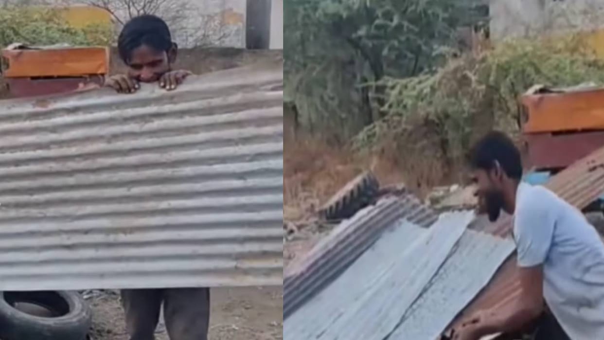The man cut the iron sheet with his teeth video goes viral