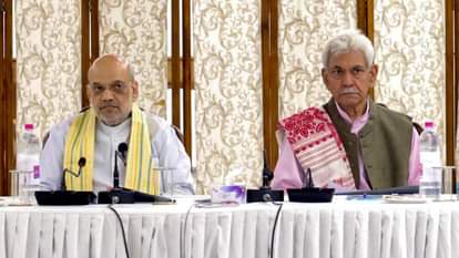 गृहमंत्री अमित शाह और एलजी मनोज सिन्हा।