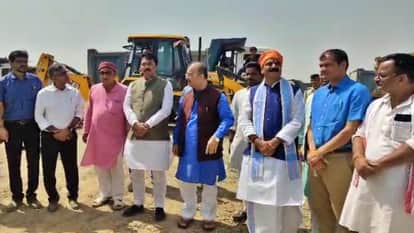 एम्स निर्माण स्थल का निरीक्षण करने पहुंचे मंत्री मंगल पांडेय, संजय सरावगी और सांसद गोपाल जी ठाकुर