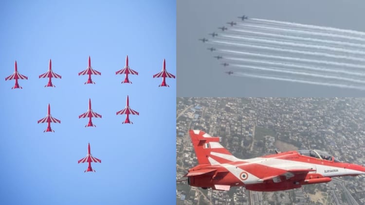 Bihar News: आसमान में करतब दिखा रहे एयरफोर्स के लड़ाकू विमान, सीएम नीतीश कुमार भी पहुंचे एयर शो देखने