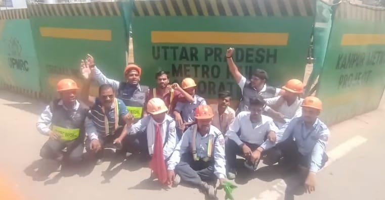 Kanpur Metro marshals protest Accused the officers said did not get salary even after working for 12 hours