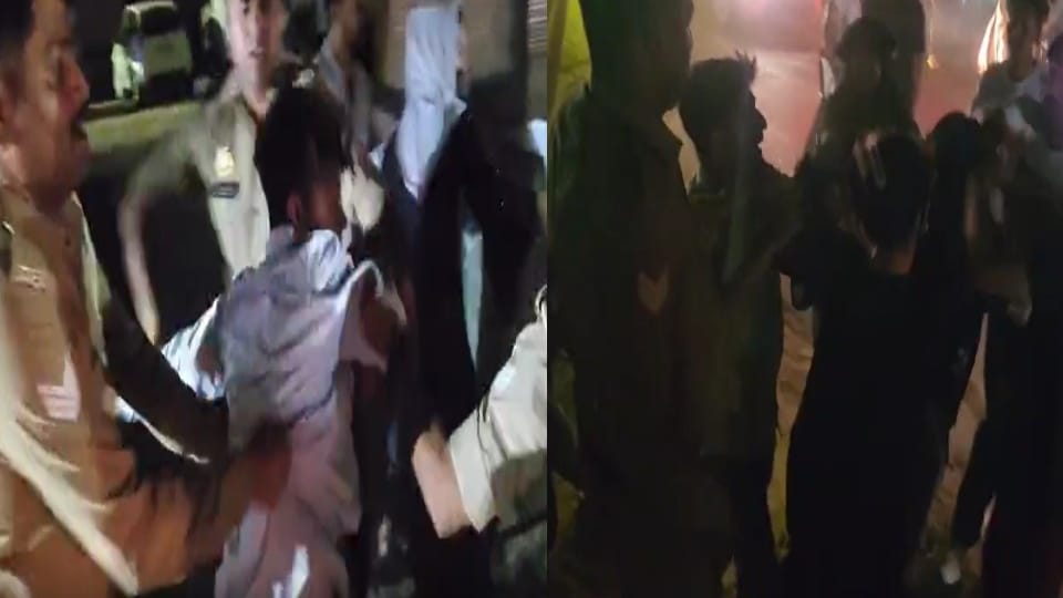 High voltage drama outside the police station in Meerut,Two wives clashed for their husband