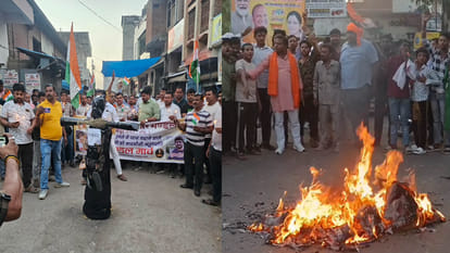 UP: People of Kanpur angry over Shubham's murder, protest on streets, burn effigy of Pakistan
