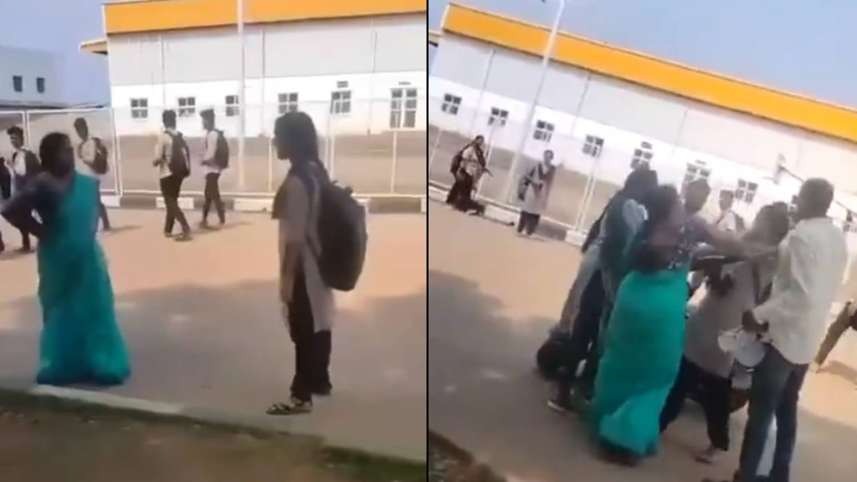 When teacher snatched the phone student started hitting him with slippers Video goes viral on Internet