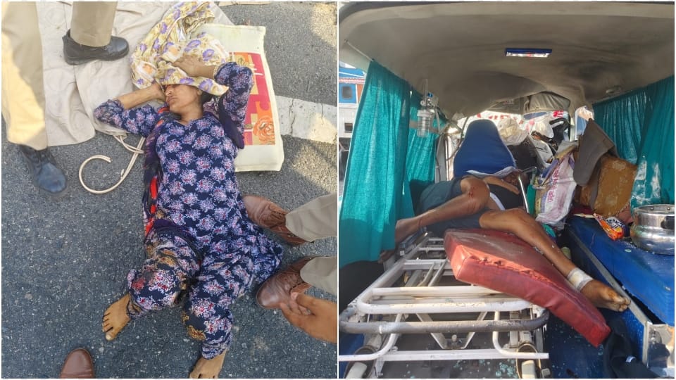 Accident near Bhojpur toll plaza on Delhi-Meerut Expressway mini truck and ambulance collide father and son di