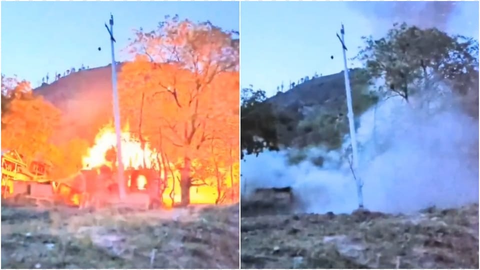 House of Pakistan-based LeT terrorist Farooq Teedwa demolished in a  blast in North Kashmir Kalaroos