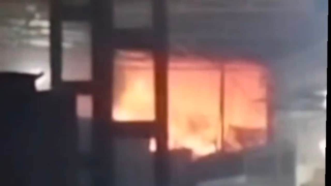 huge fire broke out in a firecracker warehouse on the highway in bareilly