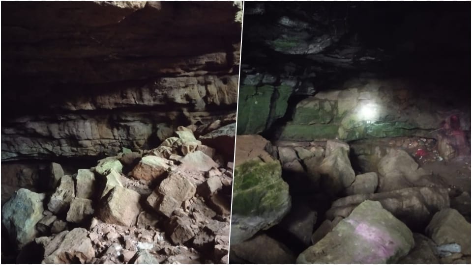 Naxalite cave found on the hills of Karregutta in Bijapur