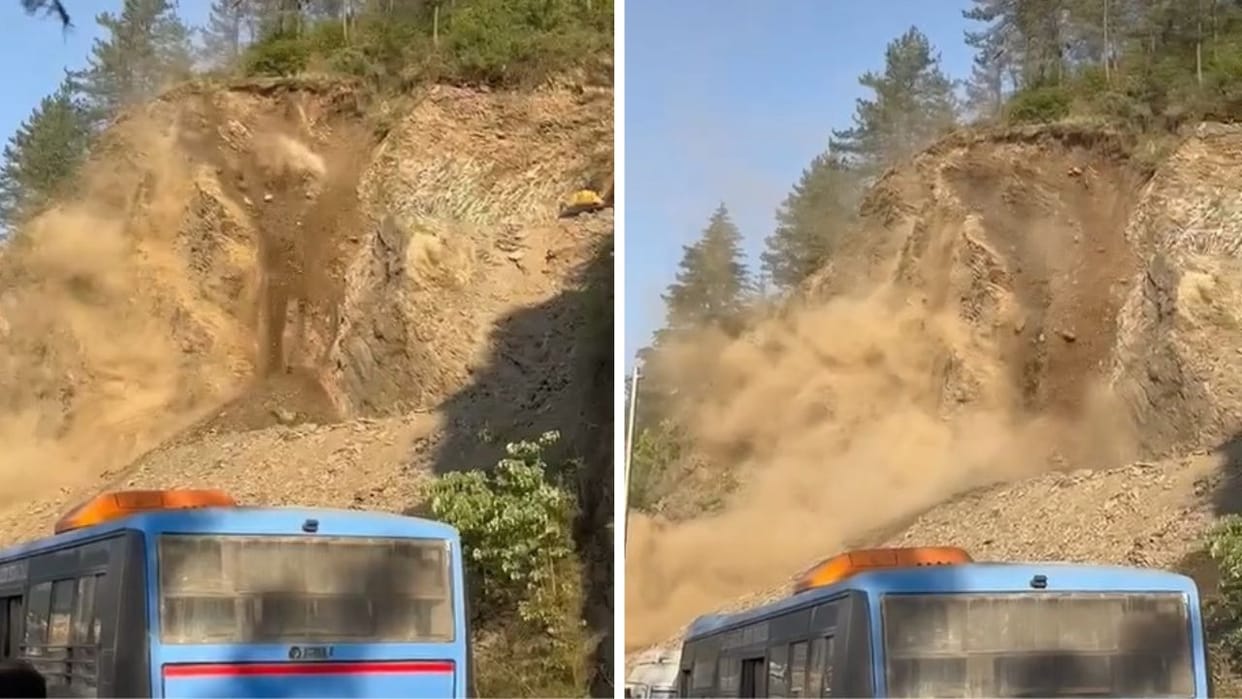 Hill collapsed and trees fell on Dhali-Sanjauli bypass people fled from the spot to save their lives