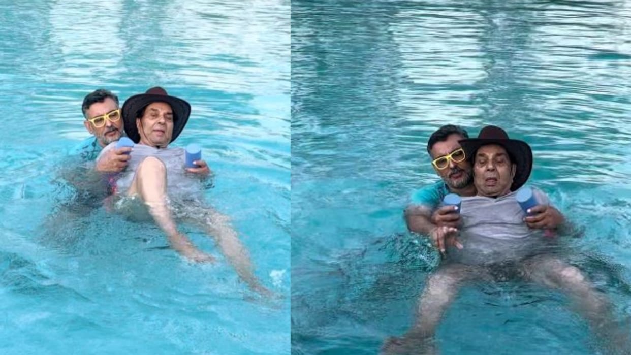 Dharmendra trying to swim in the age of 89 video viral aapkadharam daughter esha comment fans love enthusiasm