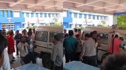 आरोपियों का मेडिकल कराने अस्पताल पहुंची पुलिस।