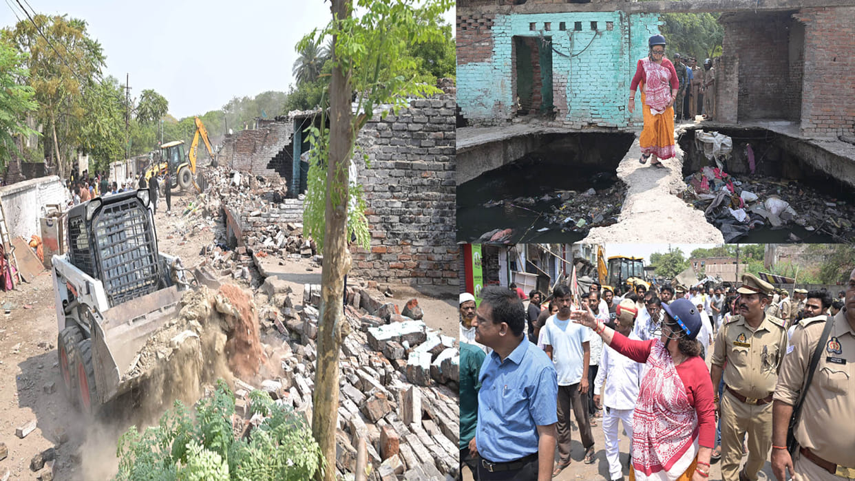 Kanpur: Permanent constructions made on drains, drive launched to break encroachment