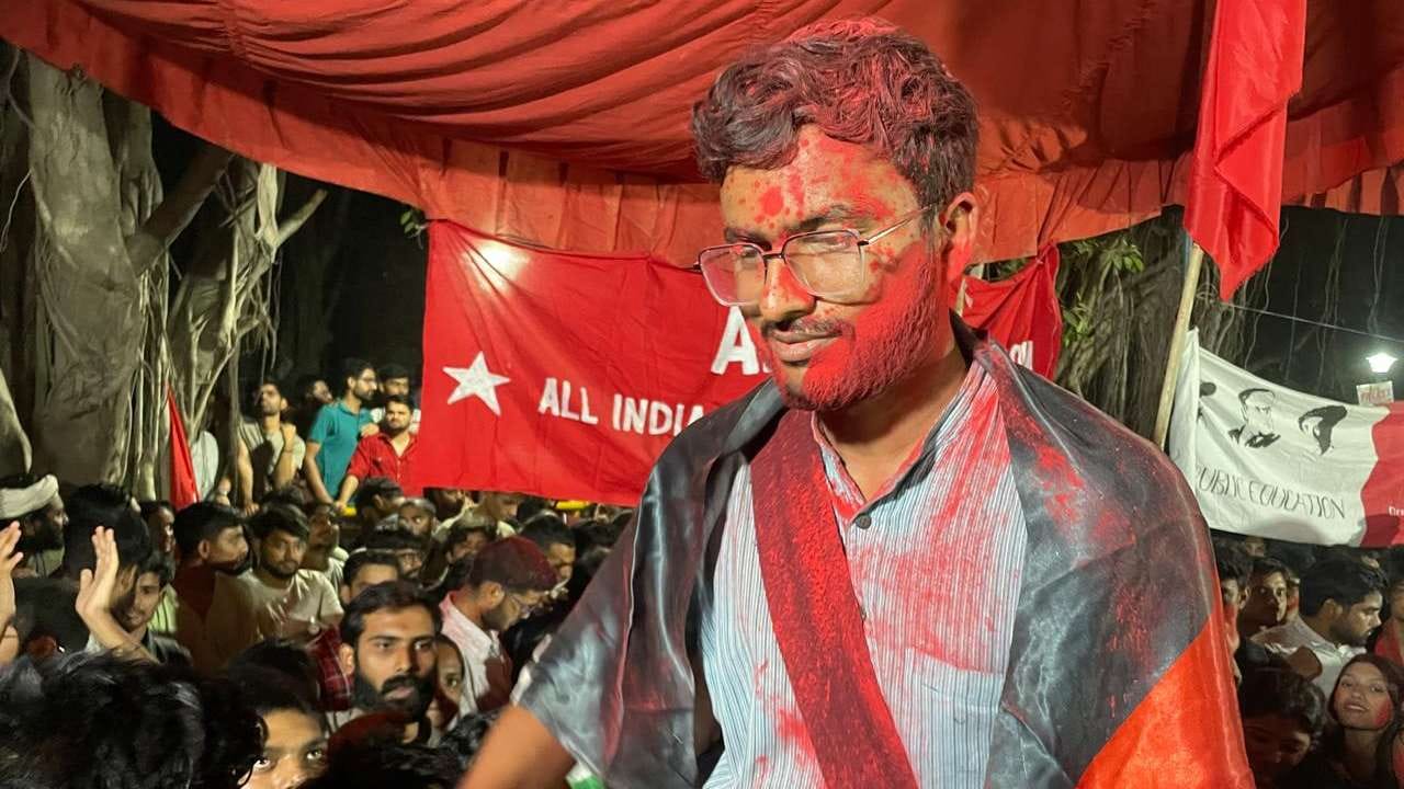 Celebration in JNU Left dominates three posts including president in student elections see photos