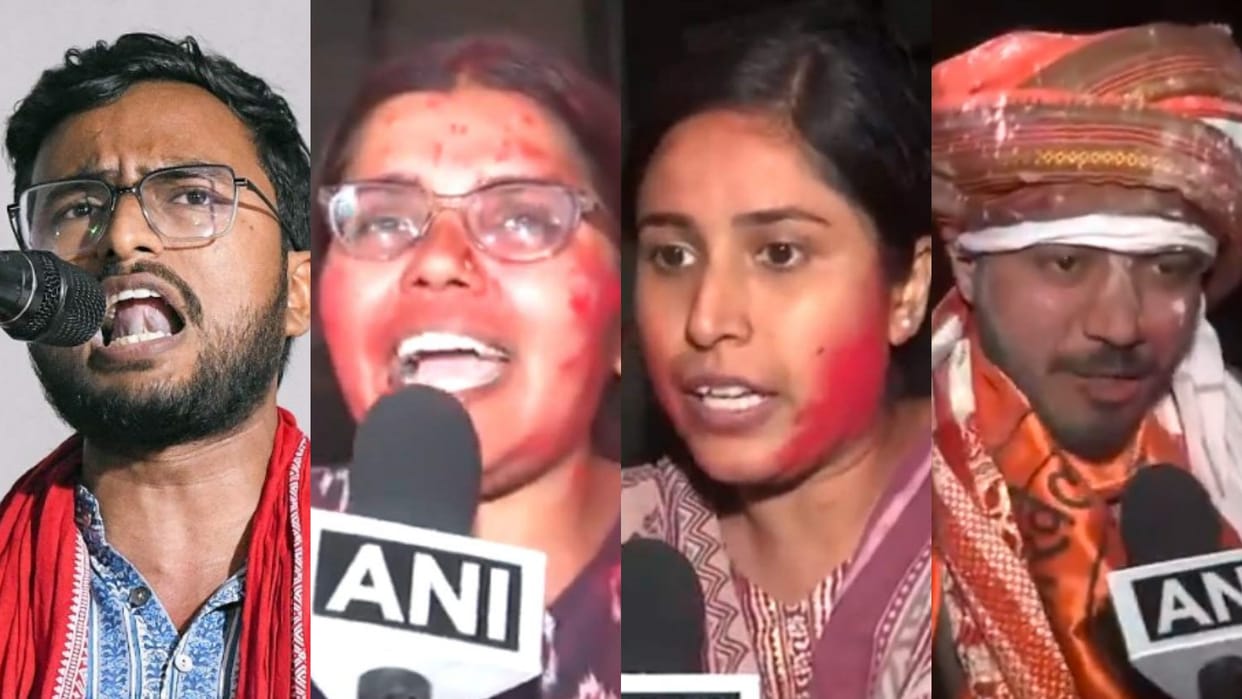 JNUSU Election Result Updates 2025 Nitish Kumar of AISA President VP Manisha and Secy Munteha Fatima from DSF