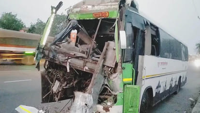 Bus collided with dumper due to driver dozing off, two dead, 26 passengers injured