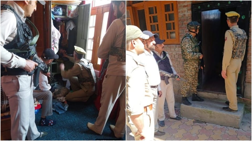 Raids on houses of 36 terrorist aides including a woman in Srinagar