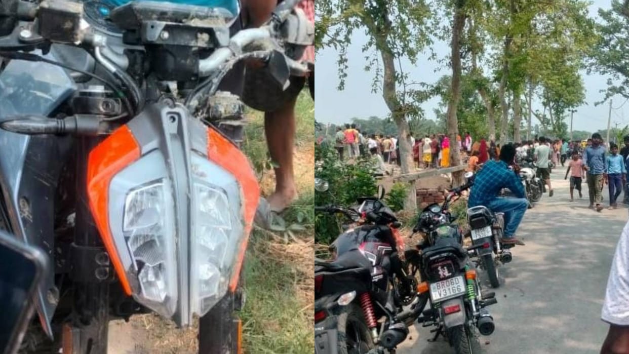 Bihar Road Accident High speed bike lost control and hit a tree in Muzaffarpur two friends died