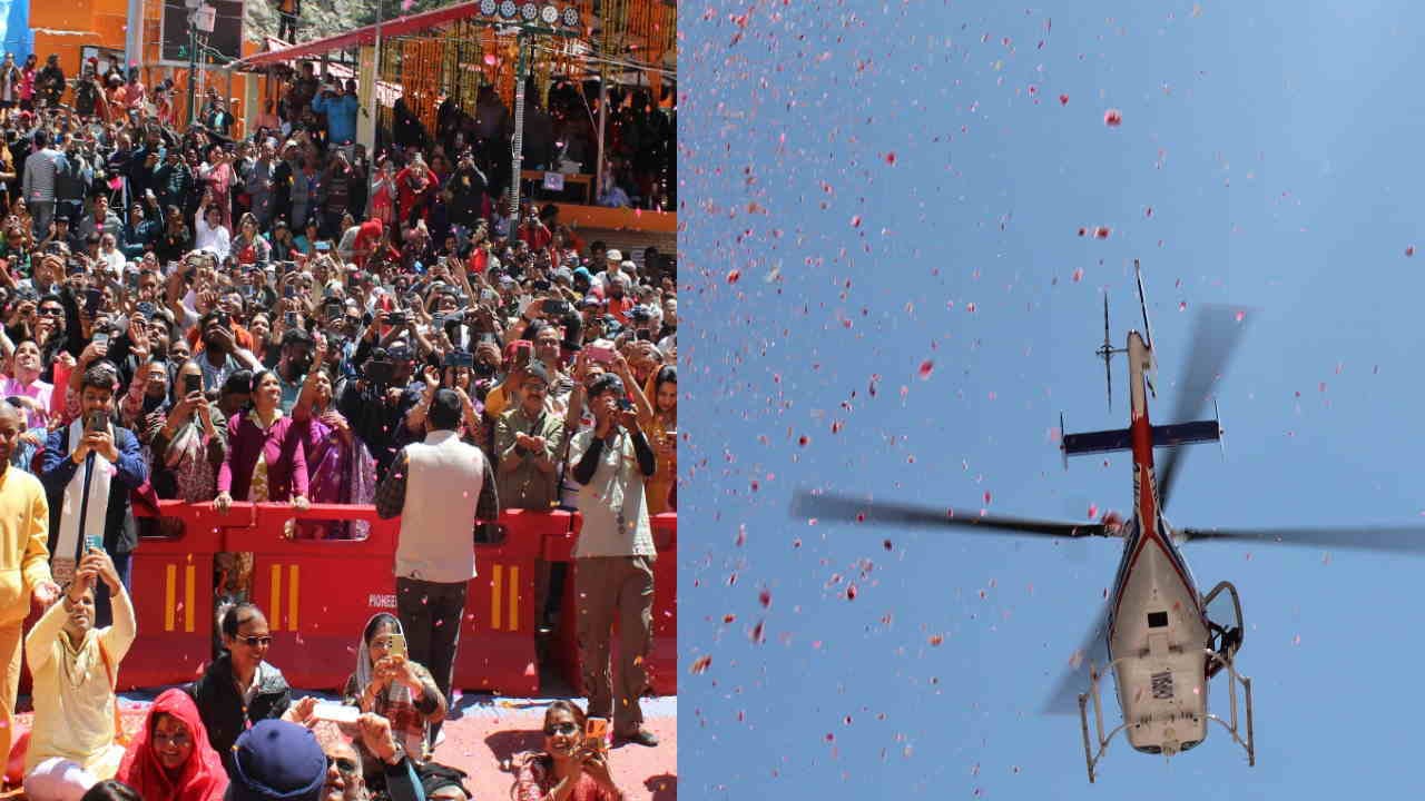 Gangotri-Yamunotri Dham Doors opened first puja was done in the name of PM Modi flower shower from helicopter