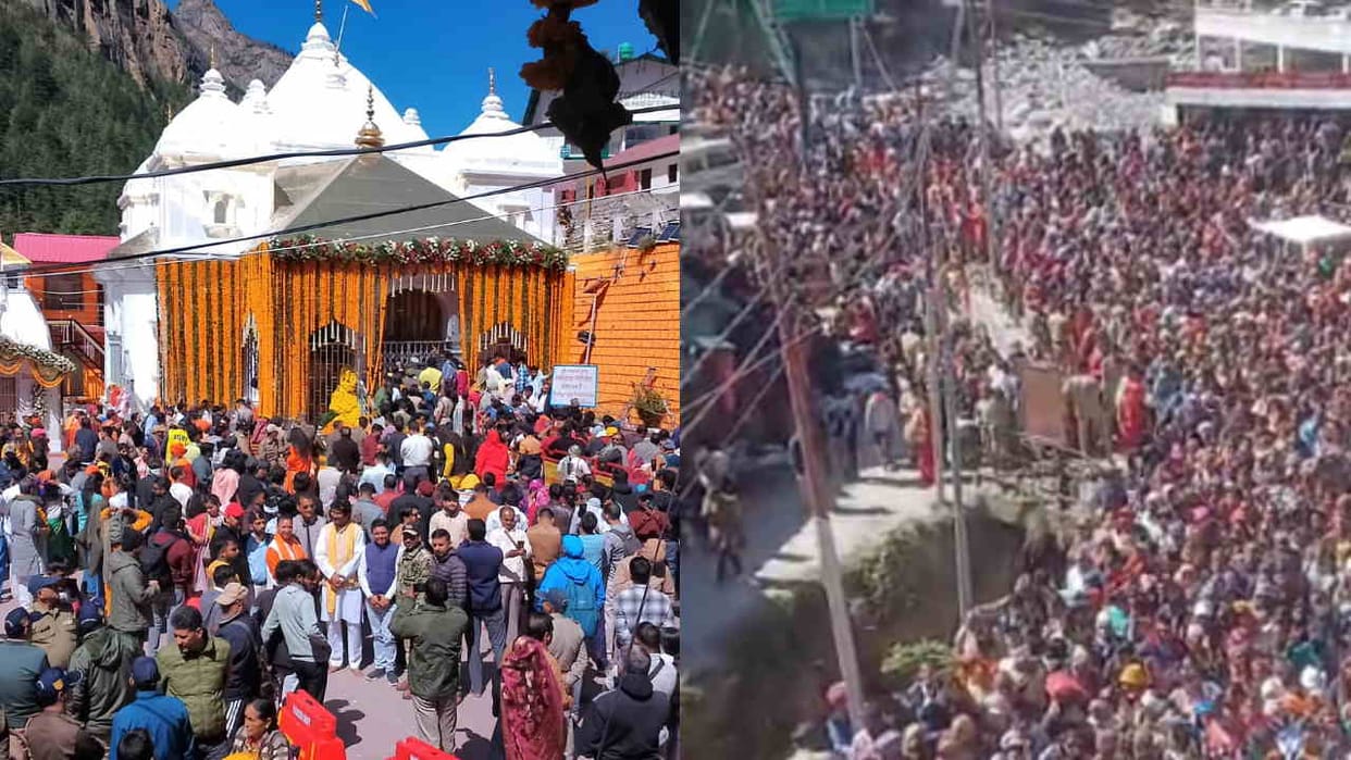 Gangotri and Yamunotri Dham Doors opened today CM Dhami performed puja devotees Crowd CharDham Yatra begins