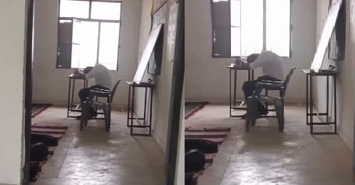 Hamirpur Guruji found sleeping in classroom teacher claims video is old inter pass student made it viral