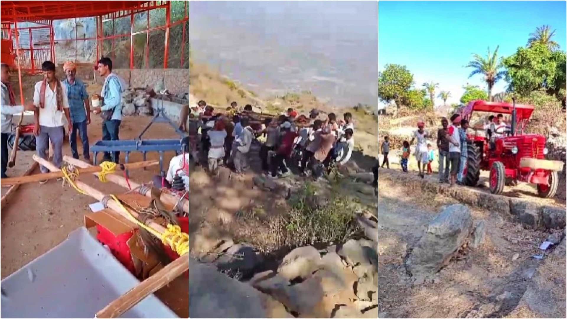 Sirohi: 1st tractor reached 5000 feet high Utraj village, farming will be done with help of tractor, not oxen