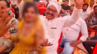 Video of BJP leader goes viral, BJP leader doing objectionable things with a female dancer