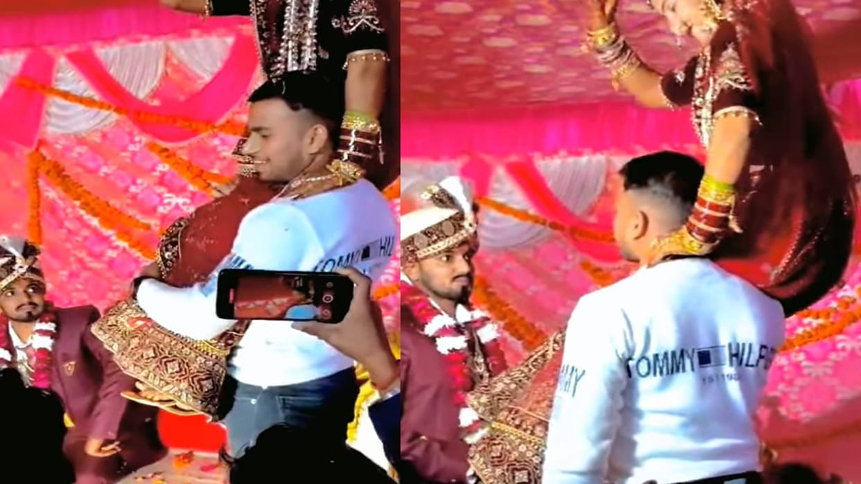 wedding video goes viral during jaimala see here video