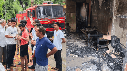 आग की घटना के बाद दमकल विभाग की टीम और स्थानीय लोग