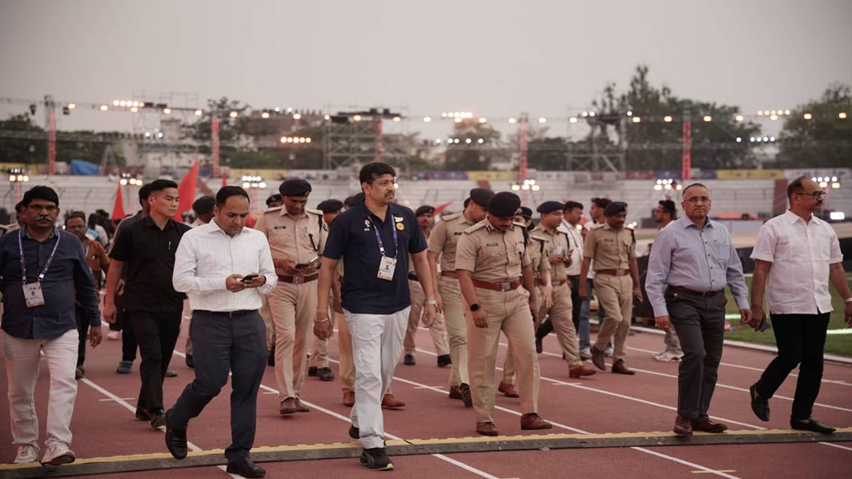Khelo India Youth Games 2025 Security beefed up Police deployed on road connected to Patliputra Sports Complex